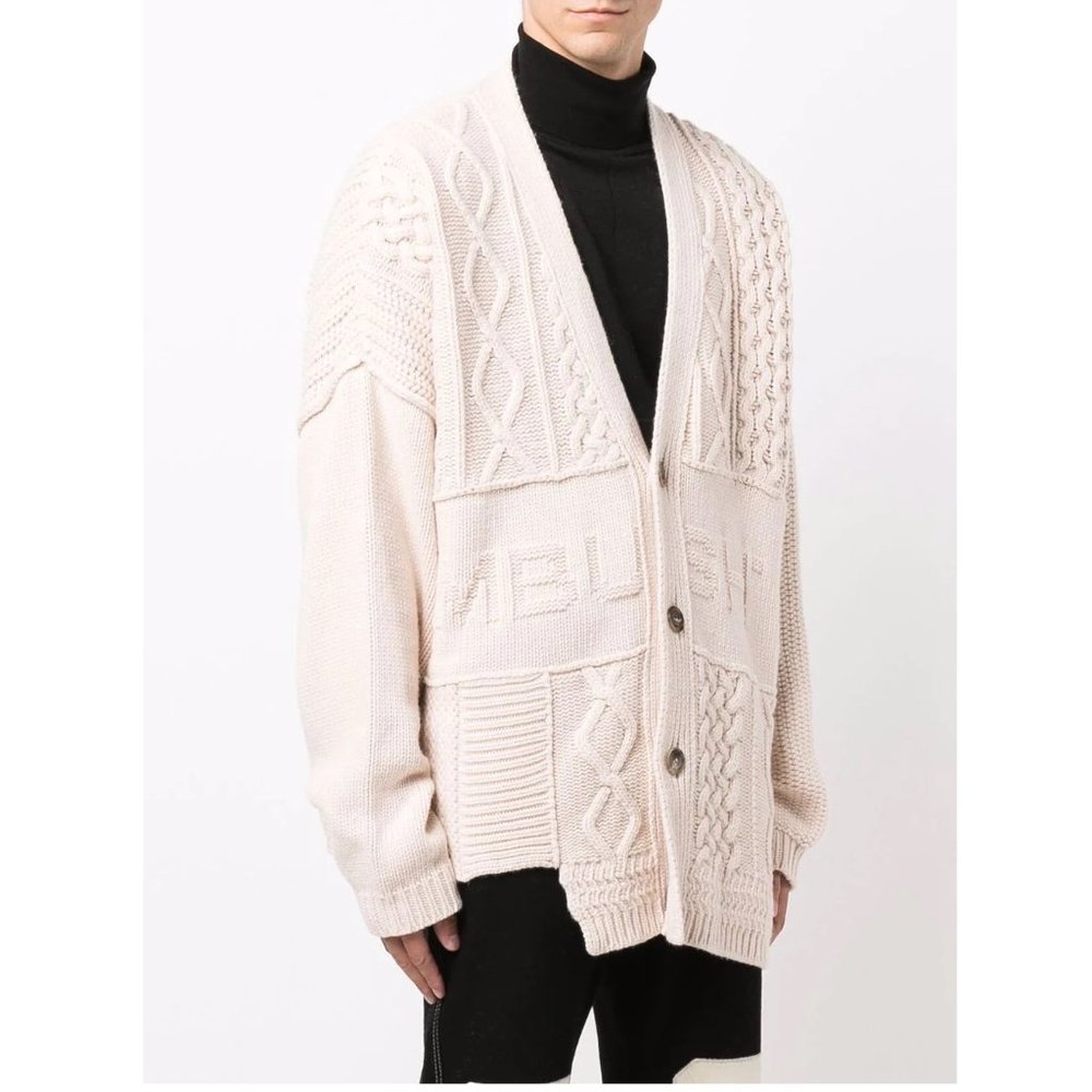 AMBUSH Patchwork Knit Logo Cardigan / Small / Birch Oversized Logo Mens